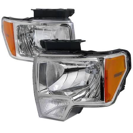 Spec-D Tuning 09-Up Ford F150 Euro Headlight Chrome Housing 2LH-F15009-RS
